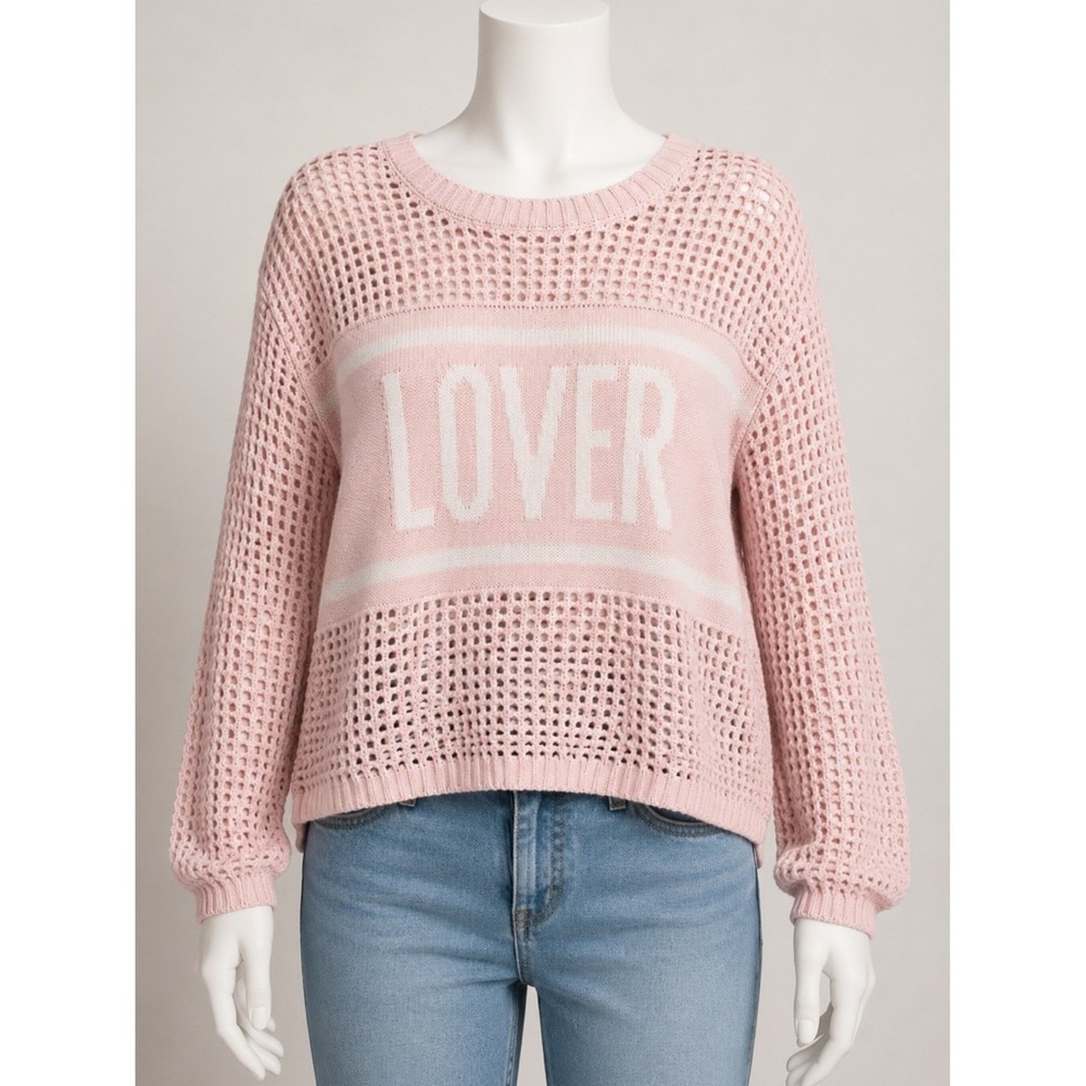 Hooked Up by‎ IOT Soft Pink Open-Knit 'LOVER' Sweater Size XS NWT